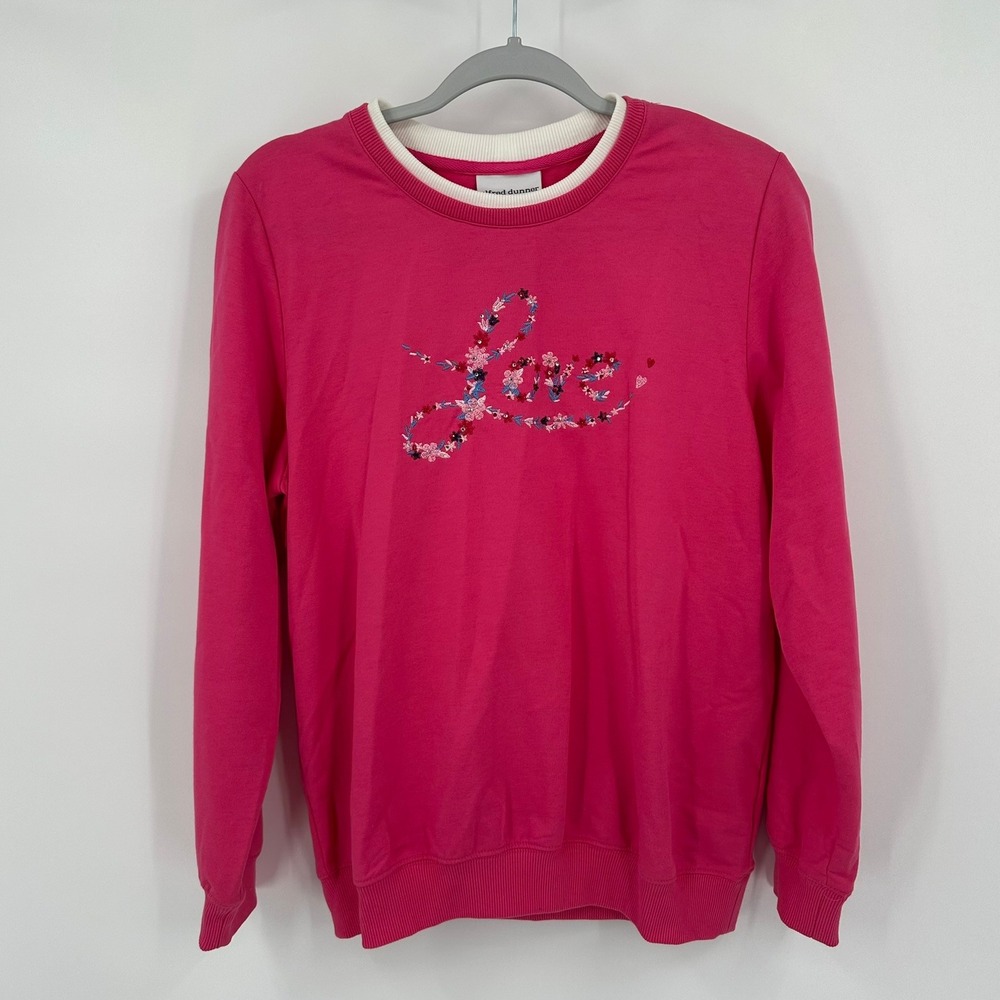 Alfred Dunner Womens Embroidered Grandma Sweatshirt Size S Valentine Bright